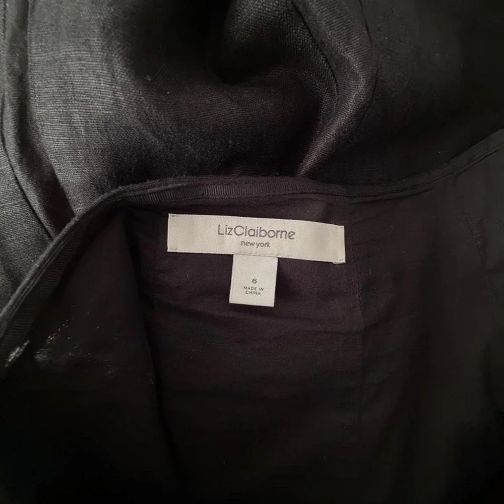 Liz Claiborne black linen midi skirt